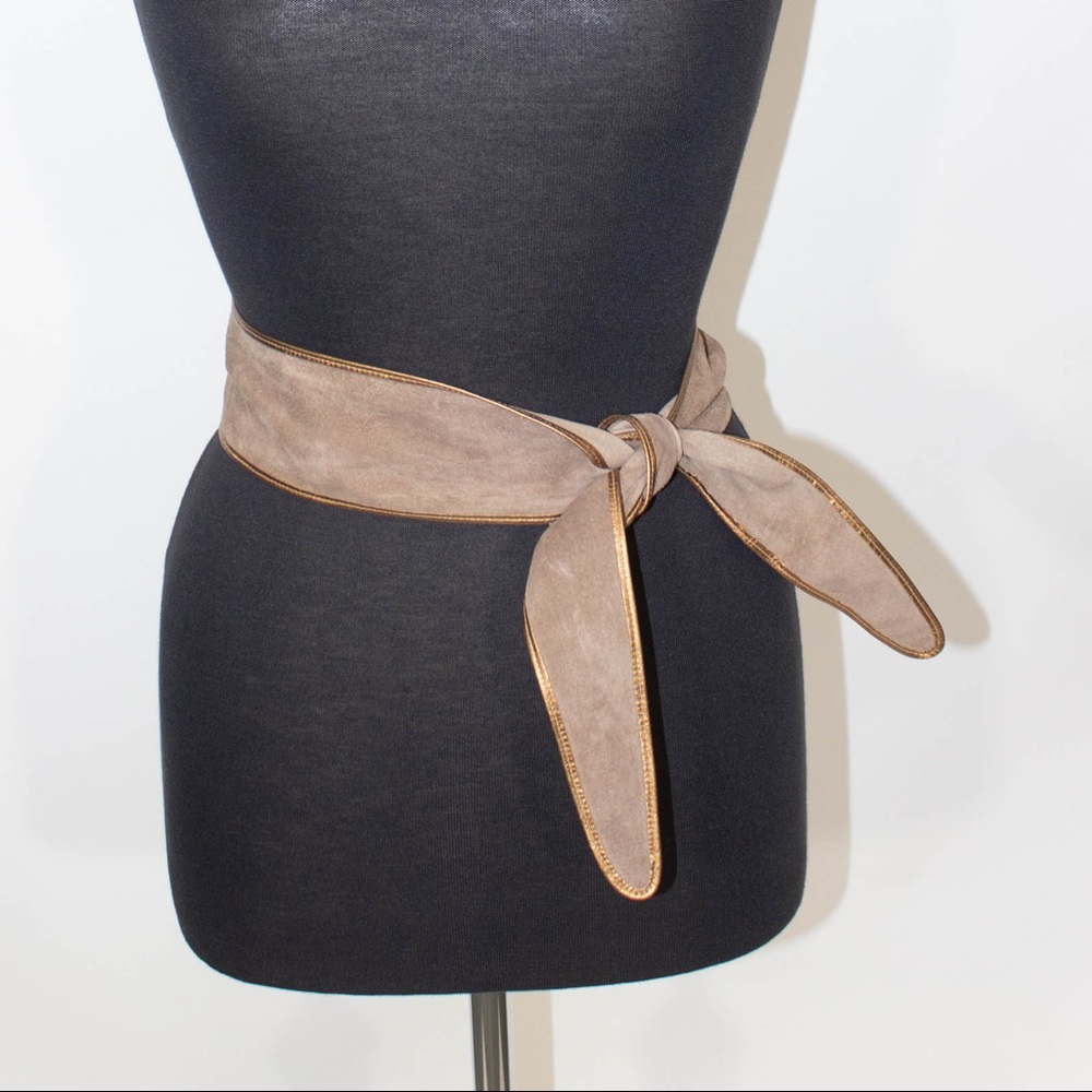 Suede Tie Belt in Dusty Rose